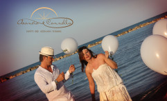 Il lancio dei palloncini per gli sposi.